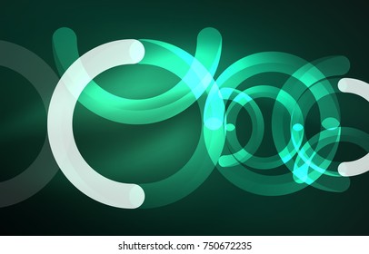 Abstract digital technology background, round shape with glowing effects on dark space
