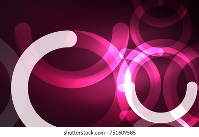 Abstract digital technology background, round shape with glowing effects on dark space