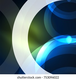 Abstract digital technology background, round shape with glowing effects on dark space