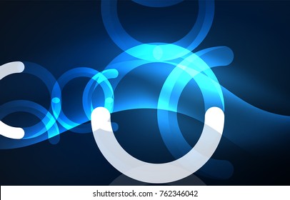 Resumen del fondo de la tecnología digital, forma redonda con efectos brillantes en el espacio oscuro