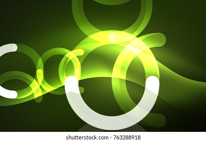 Abstract digital technology background, round shape with glowing effects on dark space