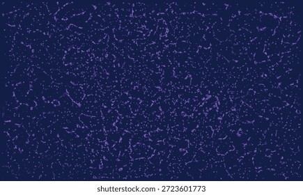 Abstrakter digitaler Technologiehintergrund mit verstreuten violetten Teilchen auf dunkelblauem Hintergrund. Futuristische Vektorgrafik, die Big Data, Wissenschaft, Kosmos oder chaotische Rauschtextur für das Webdesign darstellt.