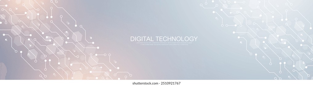 Abstract digital technology background. Digital tech motherboard texture design. Engineering circuit board concept for poster, header, banner, website, presentation