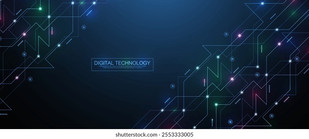 Abstract digital technology background. Digital tech motherboard texture design. Engineering circuit board concept for poster, header, banner, footer, website, presentation