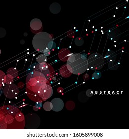 Abstract digital technology black background. lines and points connected. vector design illustration.