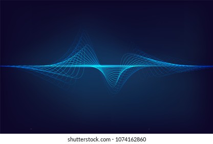 abstract digital technology blue equalizer, sound wave pattern element for decoration