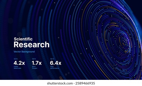 Abstract Digital Technology. Circles Data Flow. Futuristic Circular Sound Wave. Big Data Visualization. 3D Virtual Space VR Cyberspace. Crypto Currency Blockchain Concept. Vector Illustration.