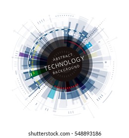 Abstract digital technology circular background.