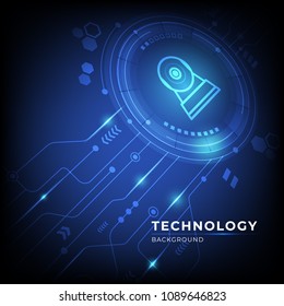 Abstract digital technology communication concept background with CCTV camera. vector illustration.