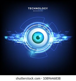 Abstract digital technology communication concept background with eye. vector illustration.