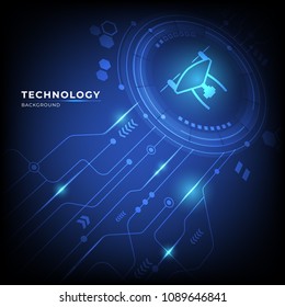 Abstract digital technology communication concept background with Drone. vector illustration.