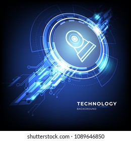 Abstract digital technology communication concept background with CCTV camera. vector illustration.