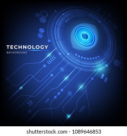 Abstract digital technology communication concept background with eye. vector illustration.