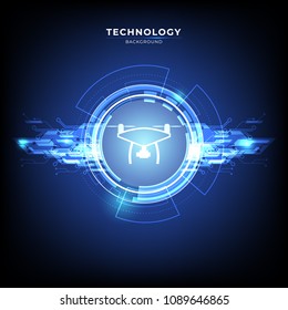 Abstract digital technology communication concept background with Drone. vector illustration.