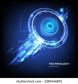 Abstract digital technology communication concept background with eye. vector illustration.