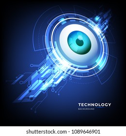 Abstract digital technology communication concept background with eye. vector illustration.
