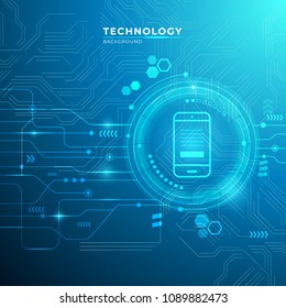 Abstract digital technology communication concept background with mobile phone. vector illustration.