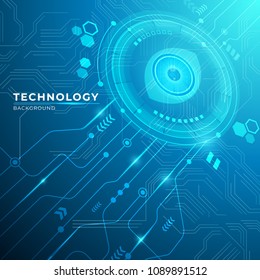 Abstract digital technology communication concept background with Eye. vector illustration.