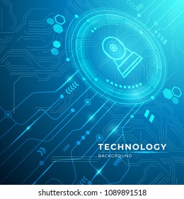 Abstract digital technology communication concept background with CCTV camera. vector illustration.