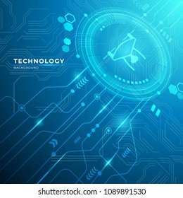 Abstract digital technology communication concept background with Drone. vector illustration.