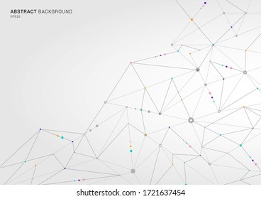 Abstract digital technology concept connecting dots and lines on white background. Molecular structure and communication. Vector illustration
