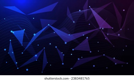 Abstract digital technology concept with connecting dots and lines. Modern tech, network connection and global communication background. Vector illustration.