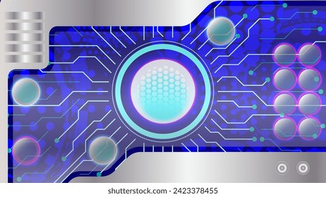 Abstract Digital Technology Concept Depicting A Circuit Board Design With Glowing Elements svg