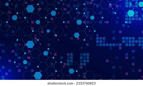 Abstract digital technology concept with dots and lines connection background. Big data visualization, social networking and global communication. Vector illustration.