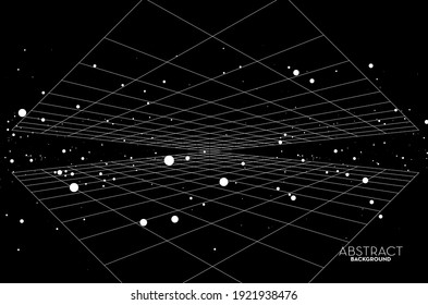 Abstract digital technology concept, flowing line, smooth particle wave, big data techno, design concept background and wallpaper, vector eps
