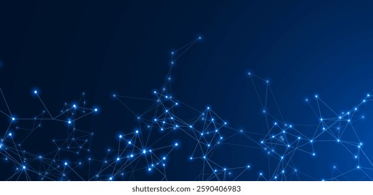 Abstract digital technology. Connecting line and dot. Artificial intelligence vector iillustration