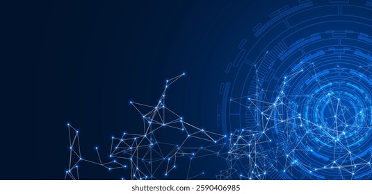 Abstract digital technology. Connecting line and dot. Artificial intelligence vector iillustration