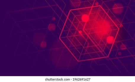 Abstract digital technology and connection geometric lines on background. Digital data visualization.
