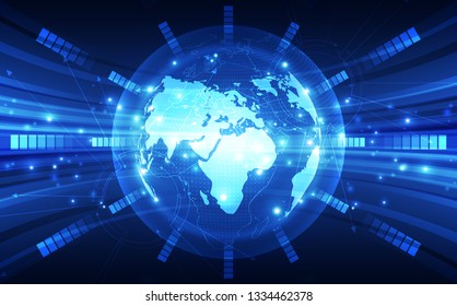 Abstract digital technology connection on Earth concept background, vector illustration