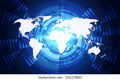 Abstract digital technology connection on Earth concept background, vector illustration