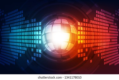 Abstract digital technology connection on Earth concept background, vector illustration