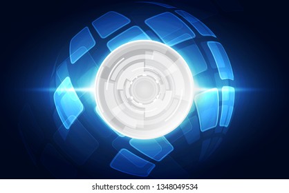 Abstract digital technology connection on Earth concept background, vector illustration