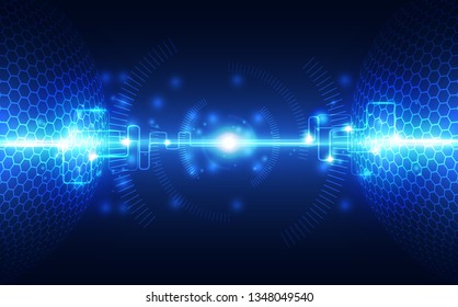 Abstract digital technology connection on Earth concept background, vector illustration