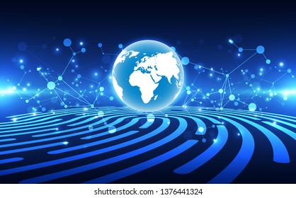 Abstract digital technology connection on Earth concept background, vector illustration
