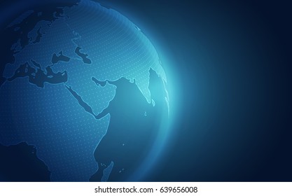 Abstract digital technology connection on Earth concept background, vector illustration