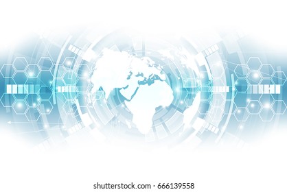Abstract digital technology connection on Earth concept background, vector illustration