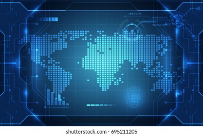 Abstract digital technology connection on Earth concept background, vector illustration