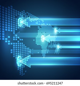 Abstract digital technology connection on Earth concept background, vector illustration