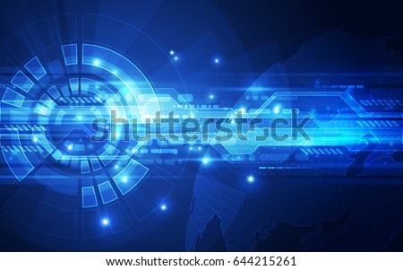 Abstract digital technology connection on Earth concept background, vector illustration