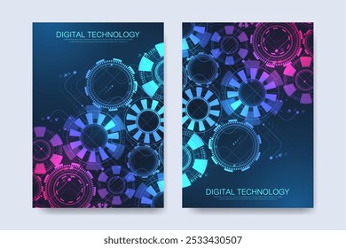 Abstrato digital tecnologia cobrir projeto de modelo para um relatório e brochura, folheto, folhetos, cartaz, cabeçalho, banner, site, apresentação. Ilustração vetorial