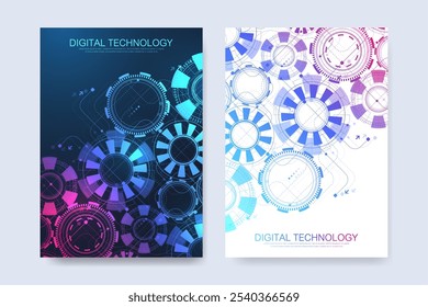 Abstrakte digitale Technologie decken Template Design für einen Bericht und Broschüre, Flyer, Broschüren, Poster, Header, Banner, Website, Präsentation. Vektorgrafik