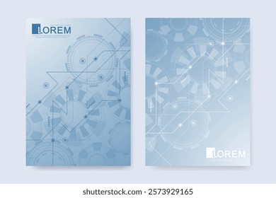 Abstract digital technology cover template design for a report and brochure, flyer, leaflets, poster, header, banner, website, presentation. Vector illustration.