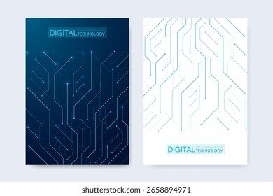 Diseño Abstractas de Plantilla de cubierta de tecnología digital para un informe y folleto, volante, folletos, póster, encabezado, Anuncio, propuesta, Sitio web, presentación. Ilustración vectorial.