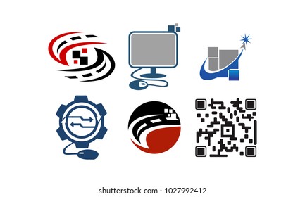 Abstract digital technology design Set