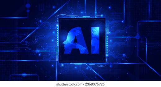 Abstract digital technology futuristic, AI Artificial intelligence blue background, Cyber science tech layout, Innovation future Ai big data, Global internet network connection, Cloud hi-tech vector