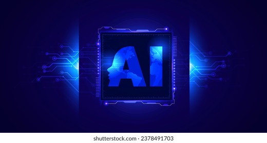 Abstract digital technology futuristic, AI Artificial intelligence blue background, Cyber science tech layout, Innovation future Ai big data, Global internet network connection, Cloud hi-tech vector